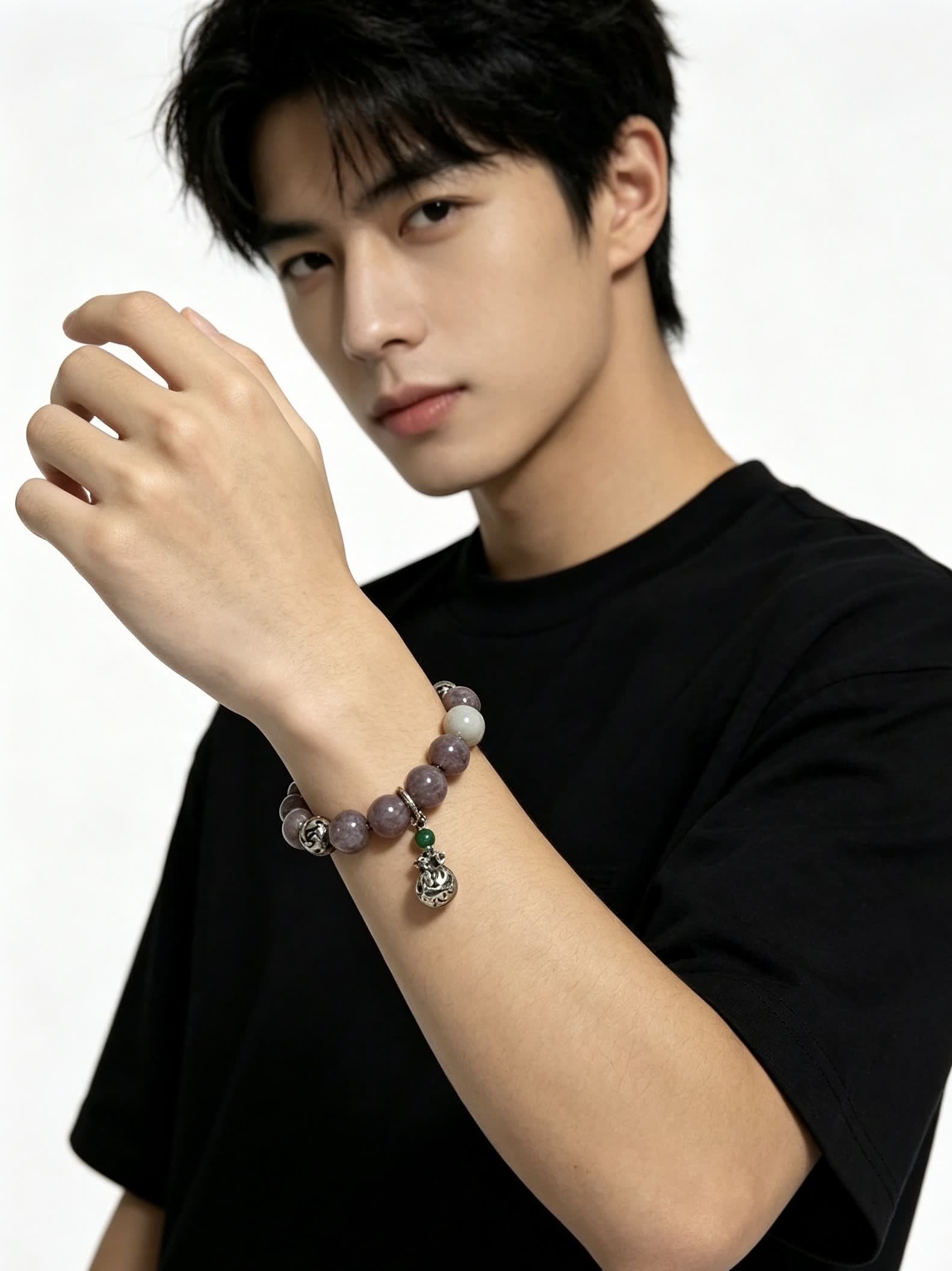 Louis Vuitton Beaded Bracelet with Silver Beads and Charm
